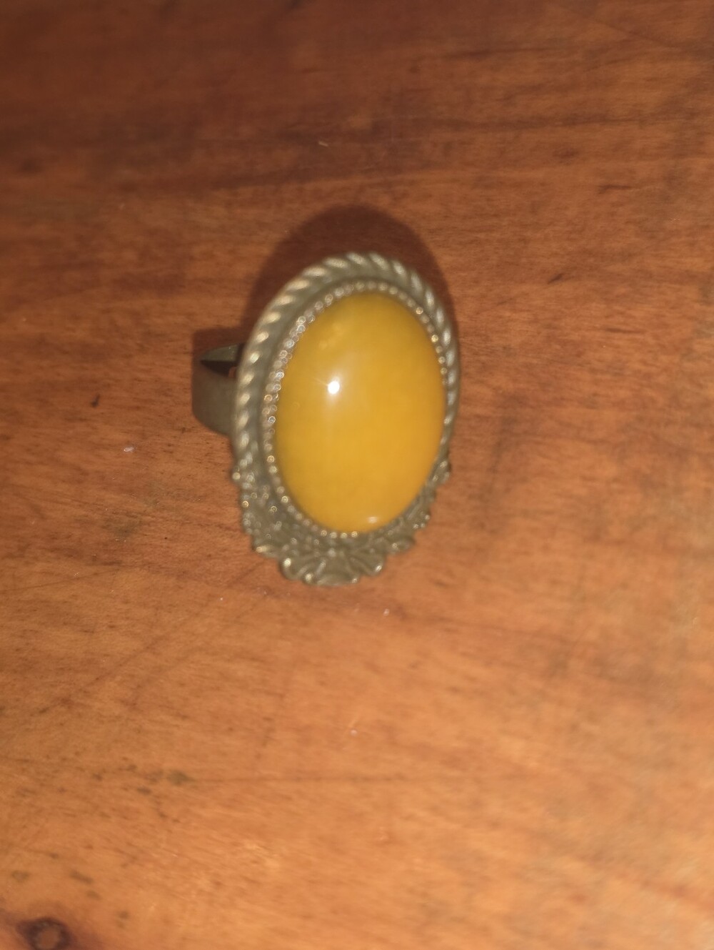 Butterscotch Gemstone In Bronze Tone Bezel Adjustable Ring